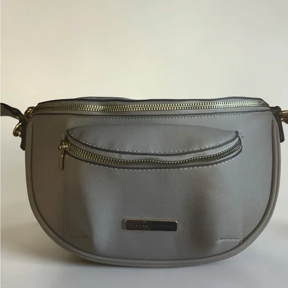 Adrienne Vittadini Grey Crossbody Belt Bag with Gold Hardware - Picture 6 of 7